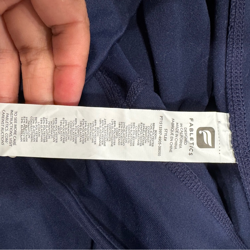Athleta Navy Blue Leggings with Black faux leather patch - Picture 5 of 8